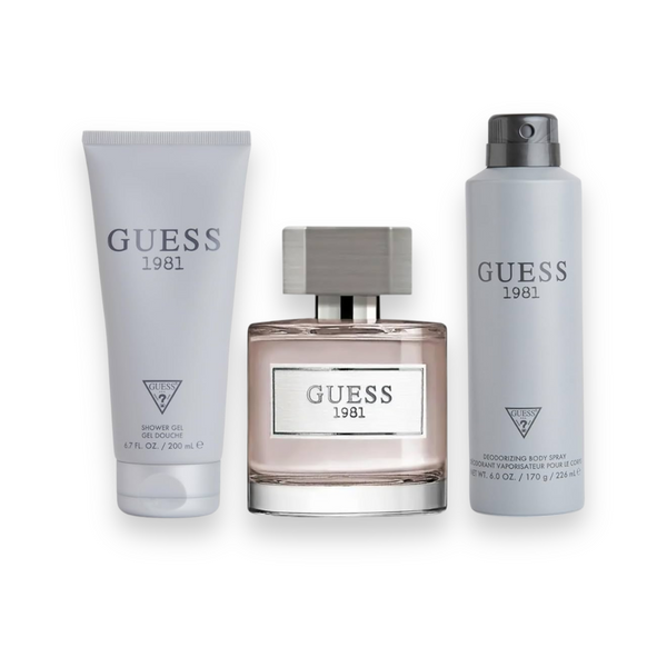 Guess 1981 Men Gift Set | Men's EDT (Eau De Toilette 100ml + Shower Gel 200ml + Body Spray 170g)